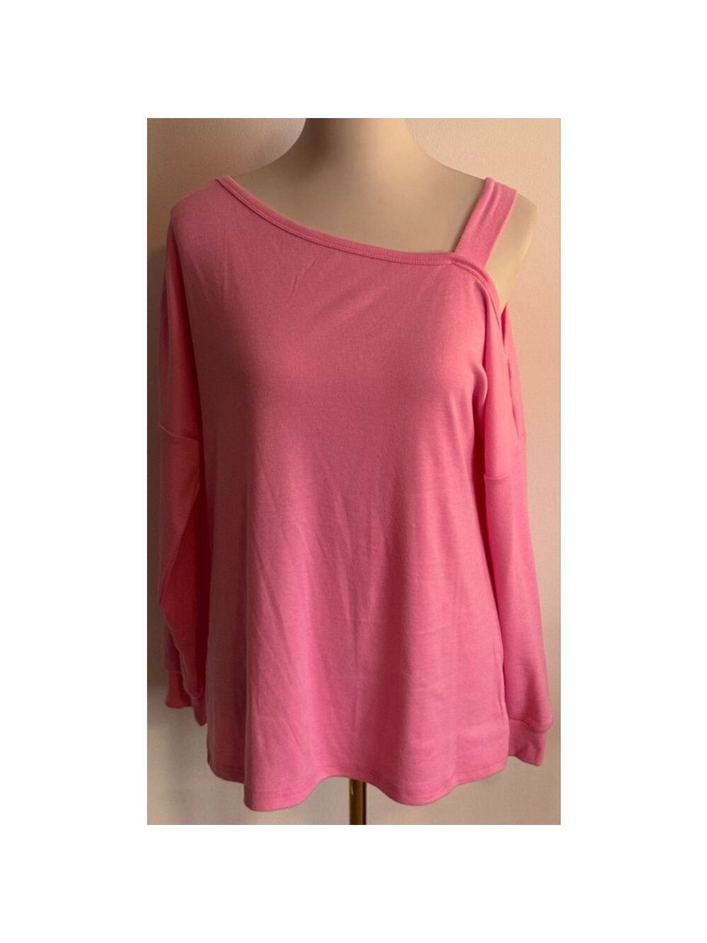 Women's Jinkesi Pink Long Sleeve Cold Shoulder Tee M